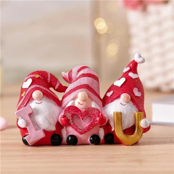 I Love U Valentine Gnome Figurine Valentines Day Décor for Home Gifts for Women - Picture 2 of 6